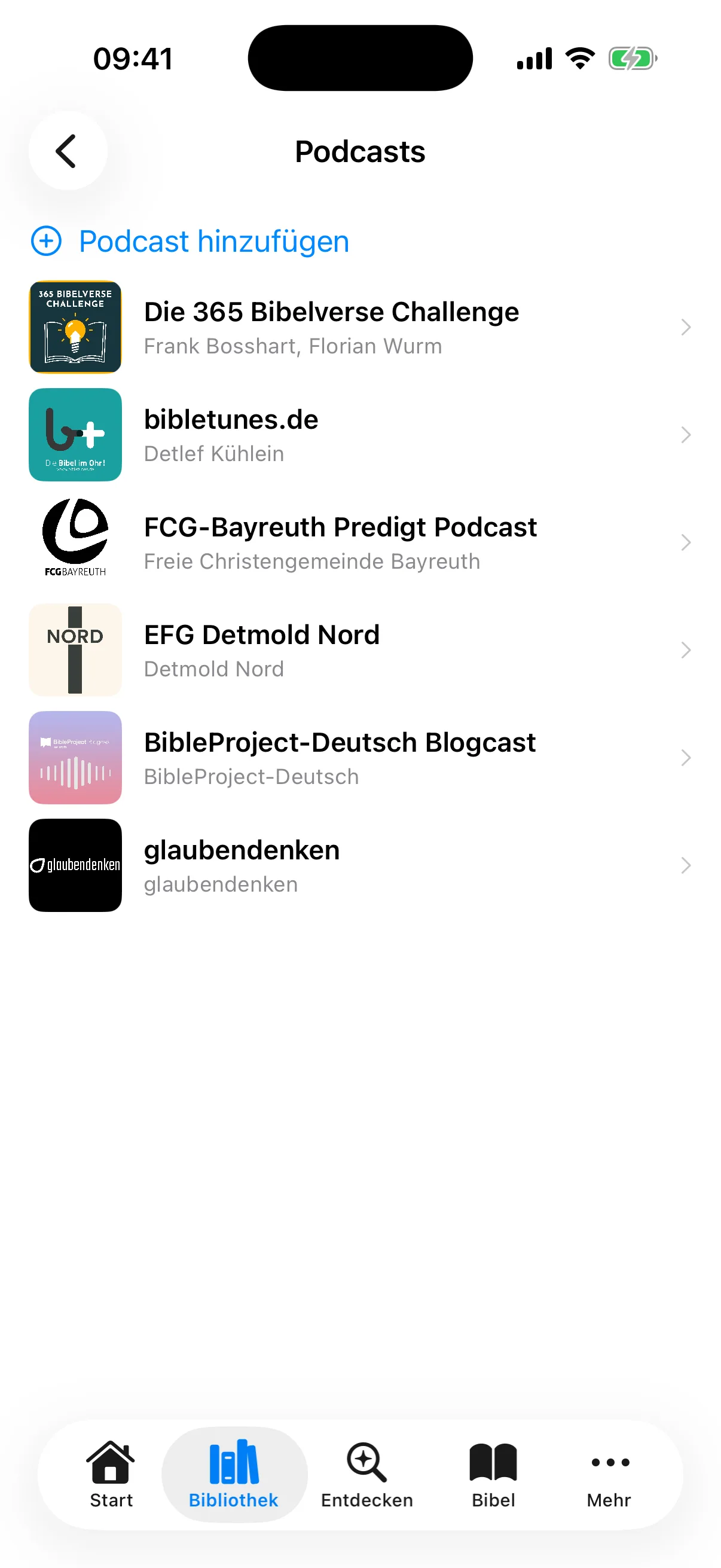 Übersicht aller abonnierten Podcasts